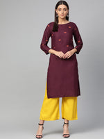 Thumbnail for Jompers Women Purple Yoke Design Straight Kurta - Distacart