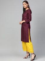 Thumbnail for Jompers Women Purple Yoke Design Straight Kurta - Distacart