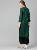 Thumbnail for Jompers Women Green Embroidered Straight Kurta - Distacart