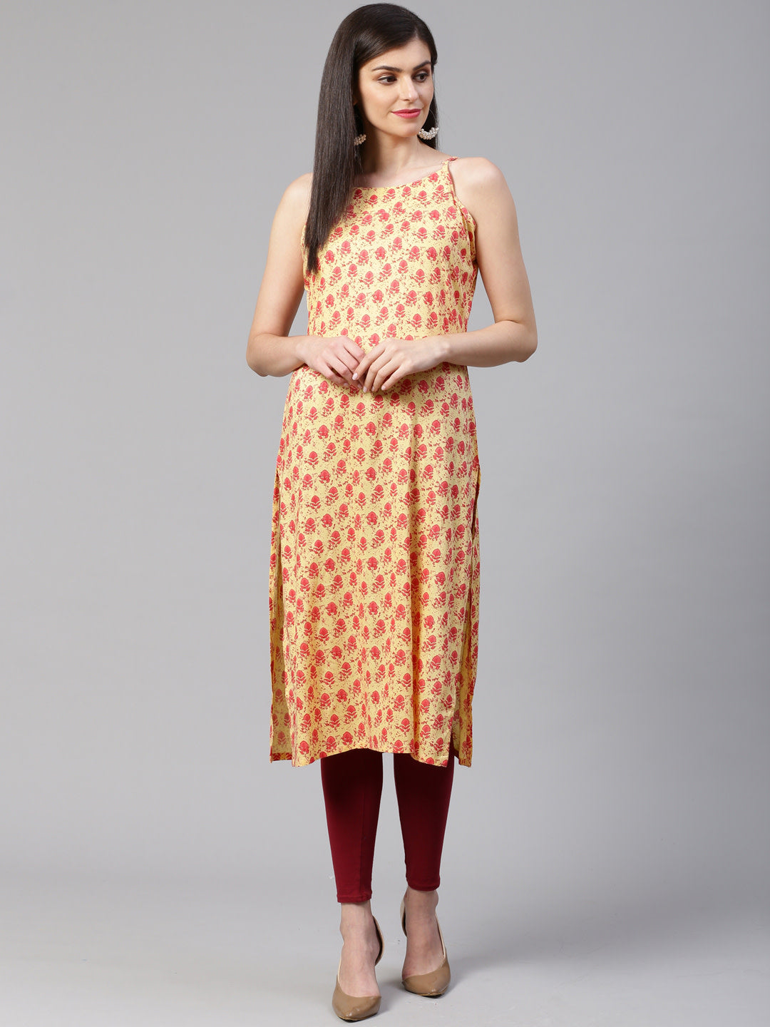 Jompers Women Yellow Printed Straight Kurta - Distacart