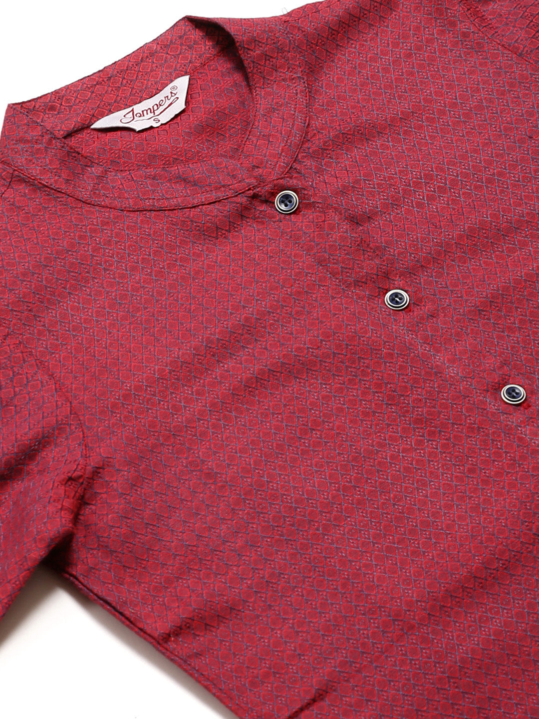 Jompers Women Maroon & Blue Jacquard Woven Design Straight Kurta - Distacart