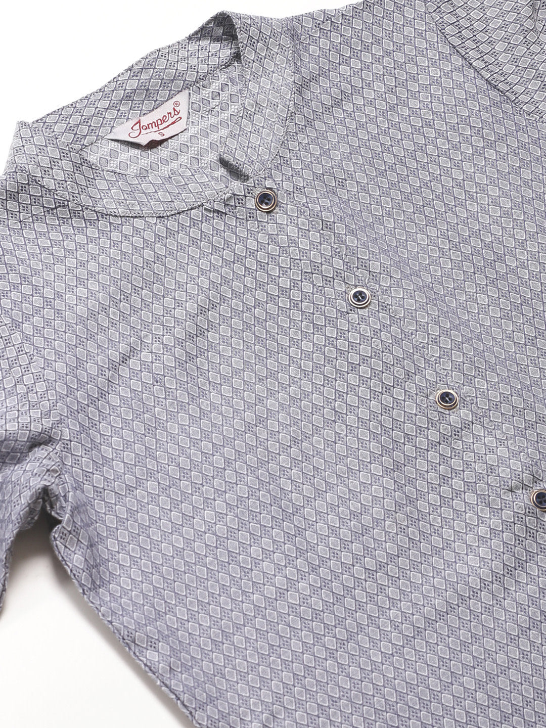 Jompers Women Grey & Blue Jacquard Woven Design Straight Kurta - Distacart