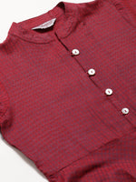 Thumbnail for Jompers Women Maroon Woven Design Jacquard Weave A-Line Kurta - Distacart