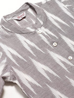 Thumbnail for Jompers Women Grey & Cream-Coloured Ikkat Woven Design Straight Kurta - Distacart