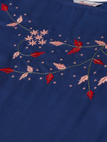 Thumbnail for Jompers Women Blue & Pink Yoke Embroidered Straight Kurta - Distacart