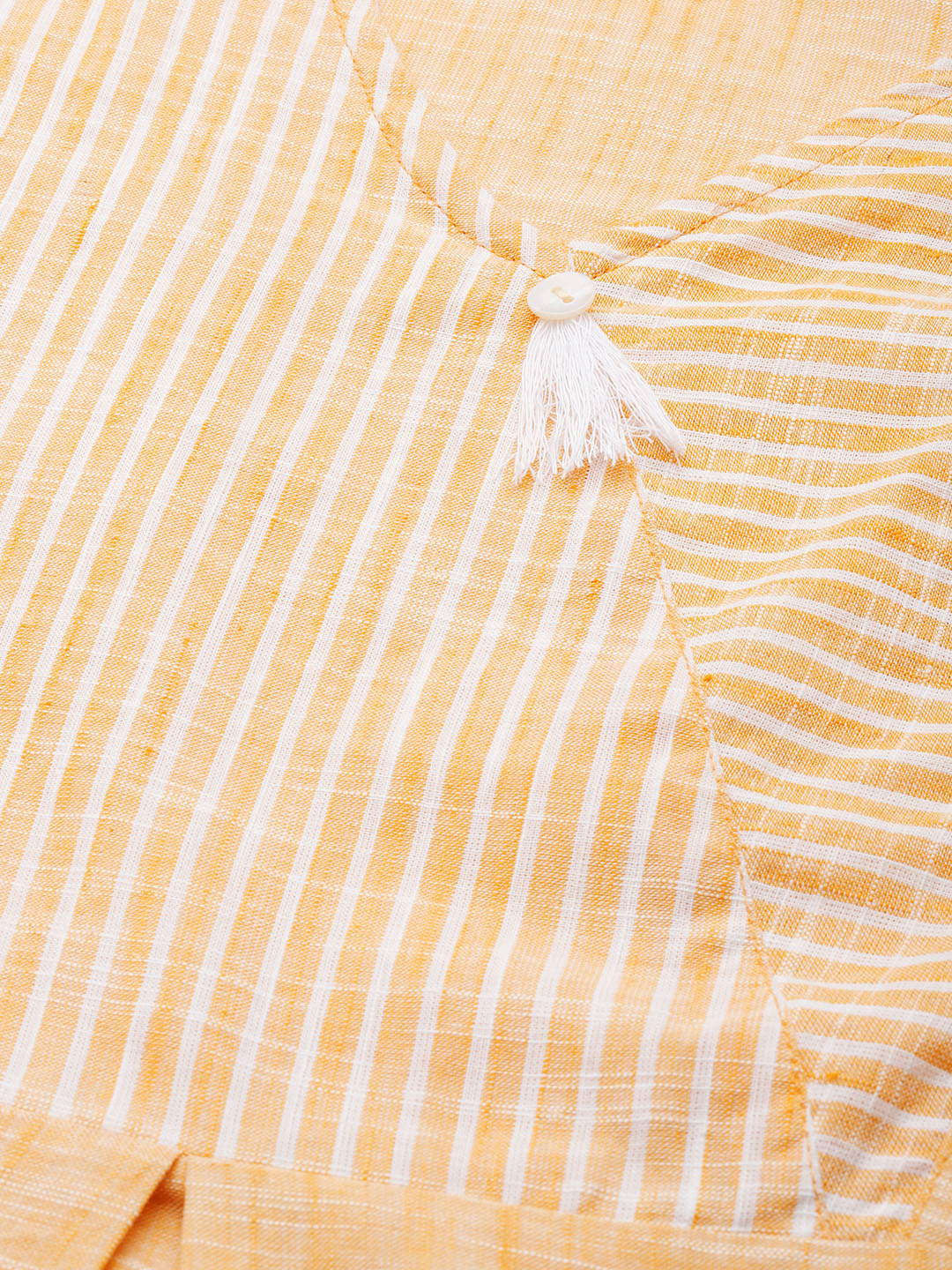 Jompers Women Yellow Pure Cotton Striped Pleated Kurta - Distacart