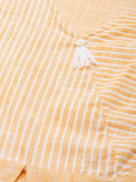Thumbnail for Jompers Women Yellow Pure Cotton Striped Pleated Kurta - Distacart