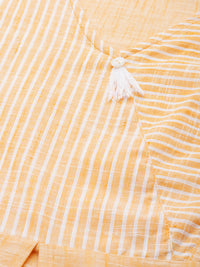 Thumbnail for Jompers Women Yellow Pure Cotton Striped Pleated Kurta - Distacart