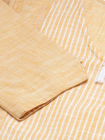 Thumbnail for Jompers Women Yellow Pure Cotton Striped Pleated Kurta - Distacart