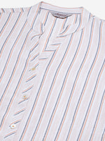 Thumbnail for Jompers Women White & Orange Striped Indigo Fusion Kurta - Distacart