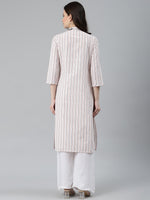 Thumbnail for Jompers Women White & Orange Striped Indigo Fusion Kurta - Distacart
