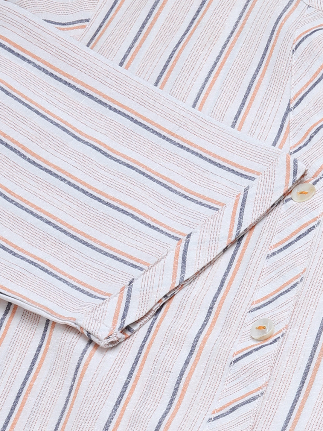 Jompers Women White & Orange Striped Indigo Fusion Kurta - Distacart