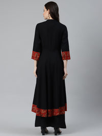 Thumbnail for Jompers Women Black & Brown Printed Yoke Design Anarkali Kurta - Distacart