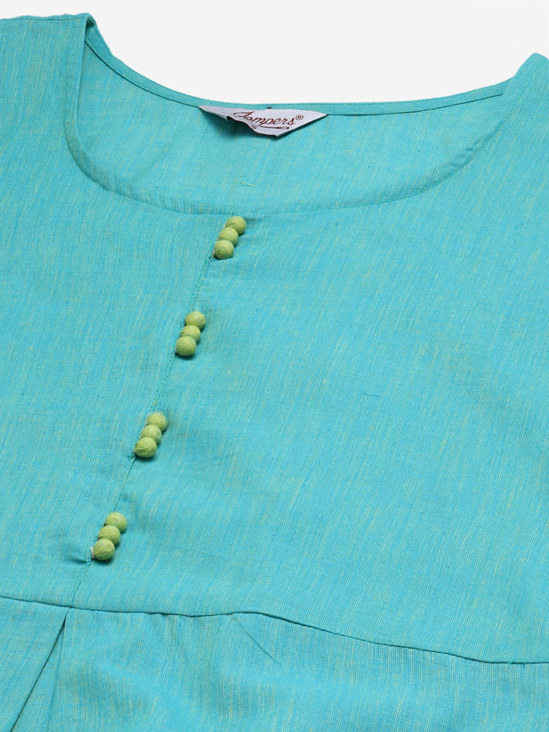 Jompers Women Blue Woven Design Pure Cotton Straight Pleated Kurta - Distacart