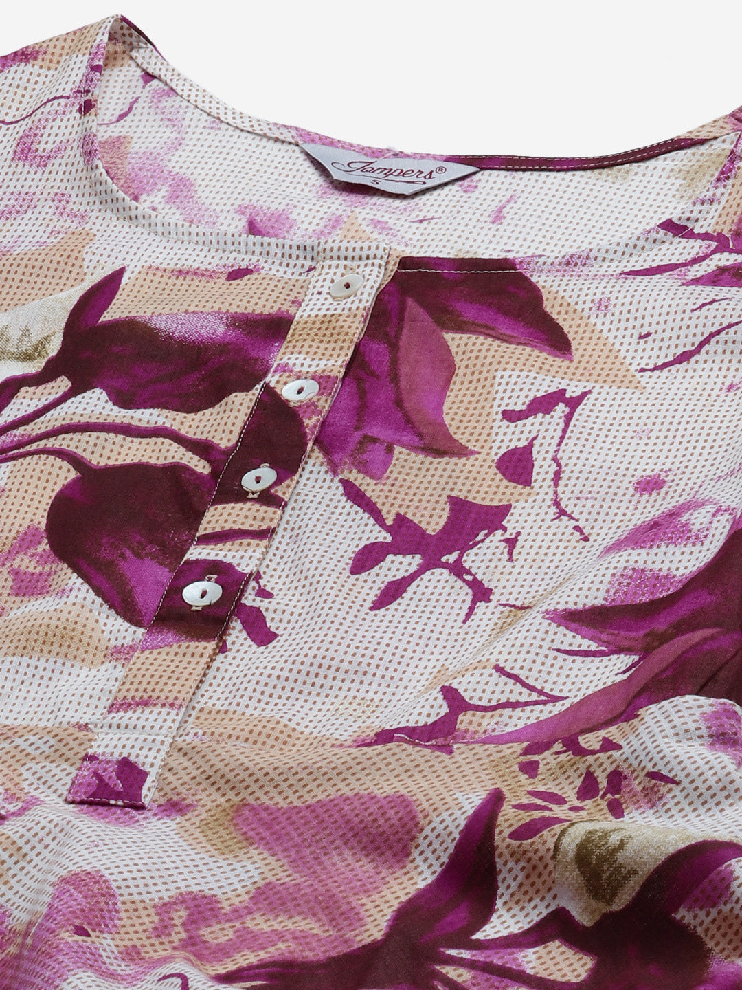 Jompers Women Off White & Purple Floral Printed Floral Anarkali Kurta - Distacart