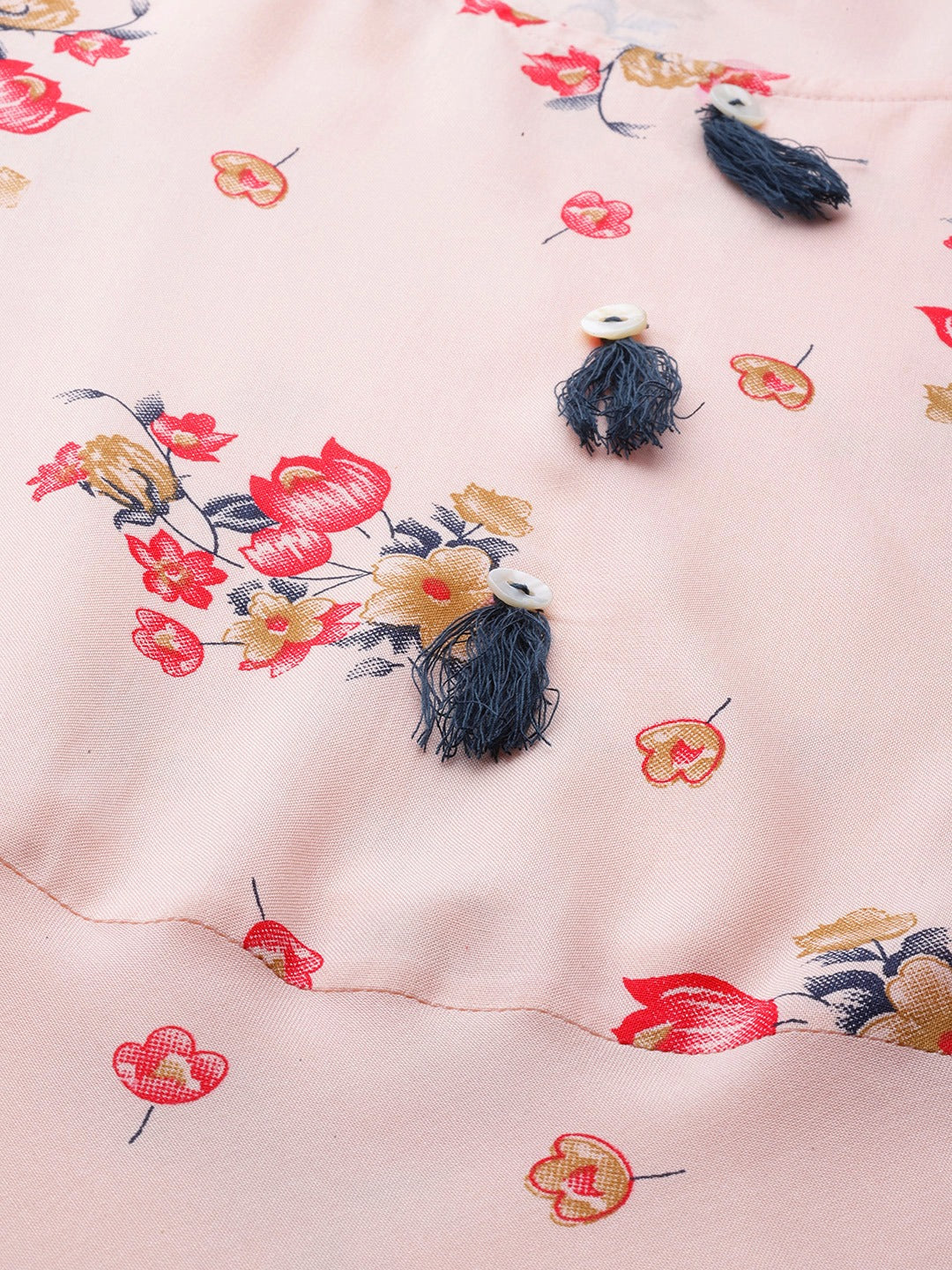 Jompers Women Pink & Red Floral Printed A-Line Kurta - Distacart