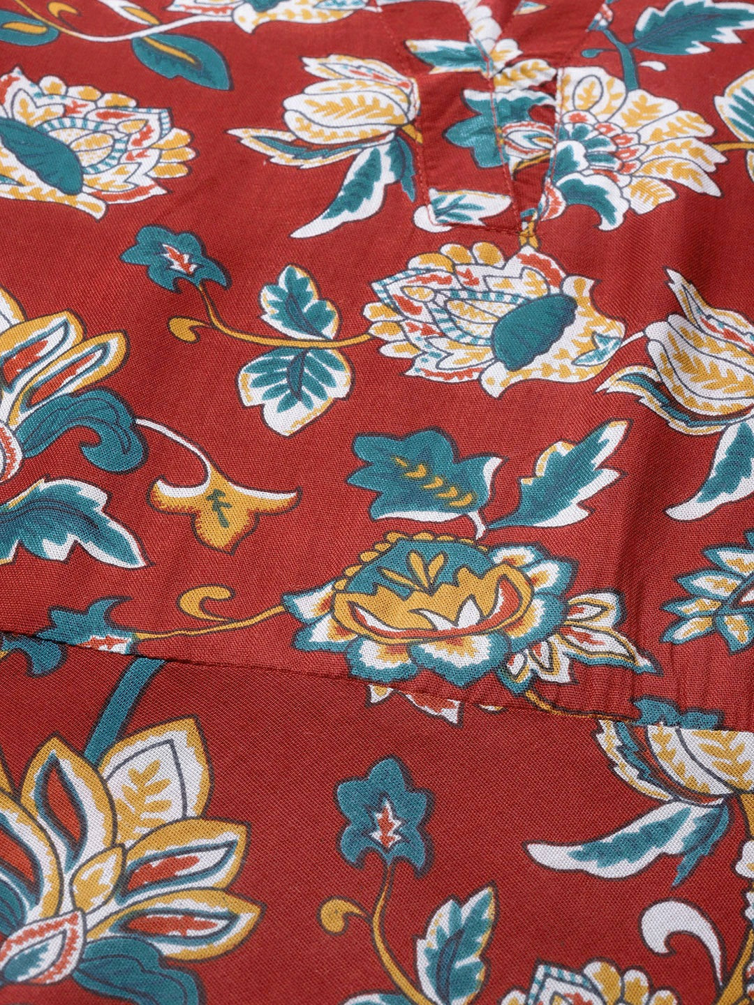 Jompers Women Maroon & Blue Ethnic Motifs Printed Flaired Kurta - Distacart