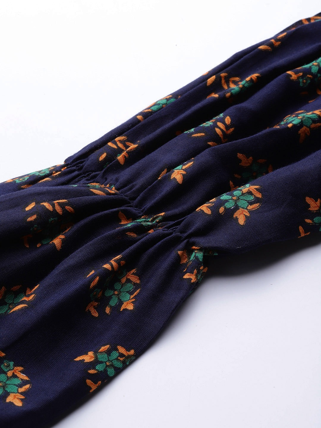 Jompers Women Navy & Mustard Yellow Floral Printed A-Line Kurta - Distacart