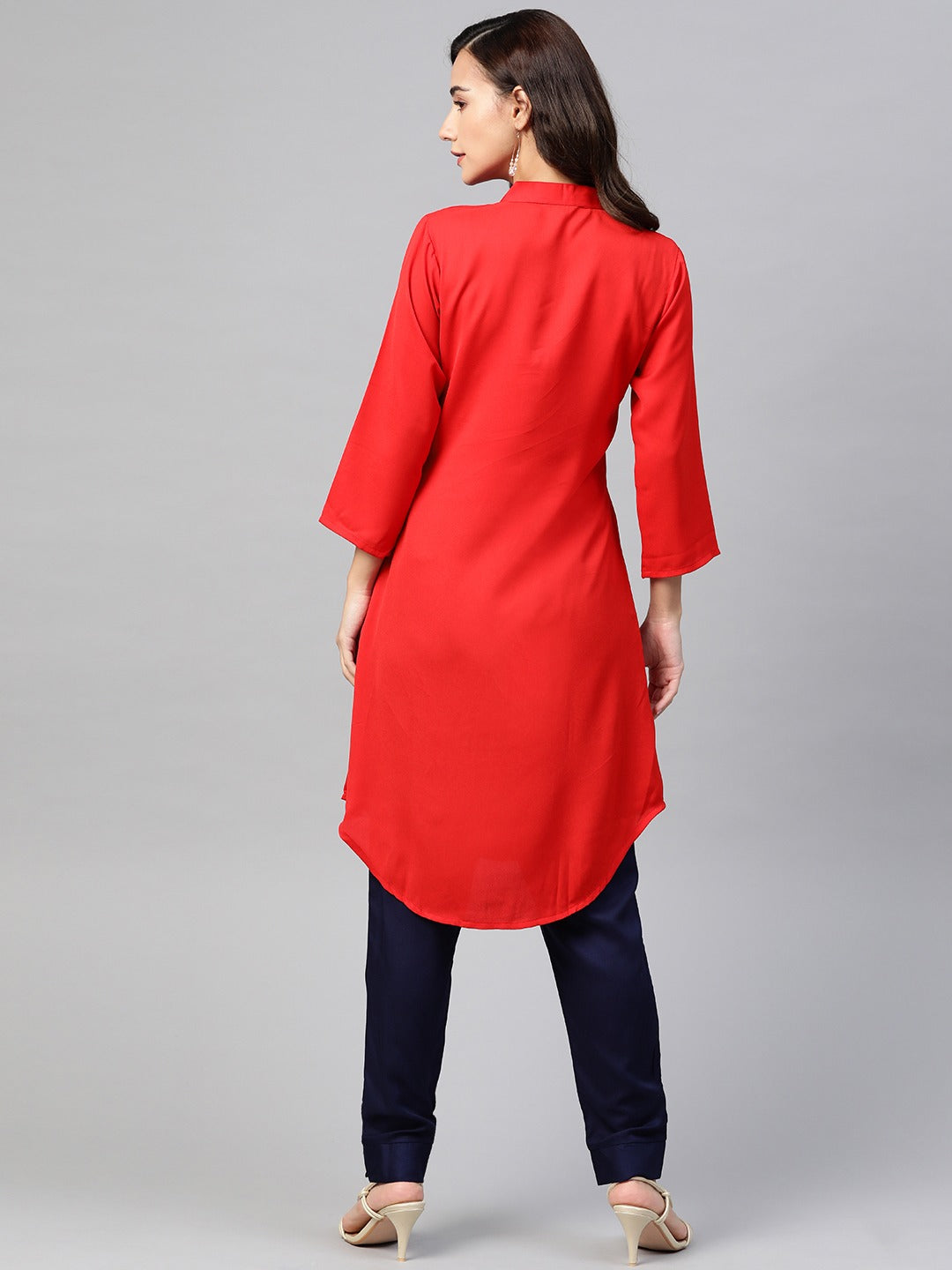 Jompers Women Red & Navy Blue Solid A-line Kurta - Distacart