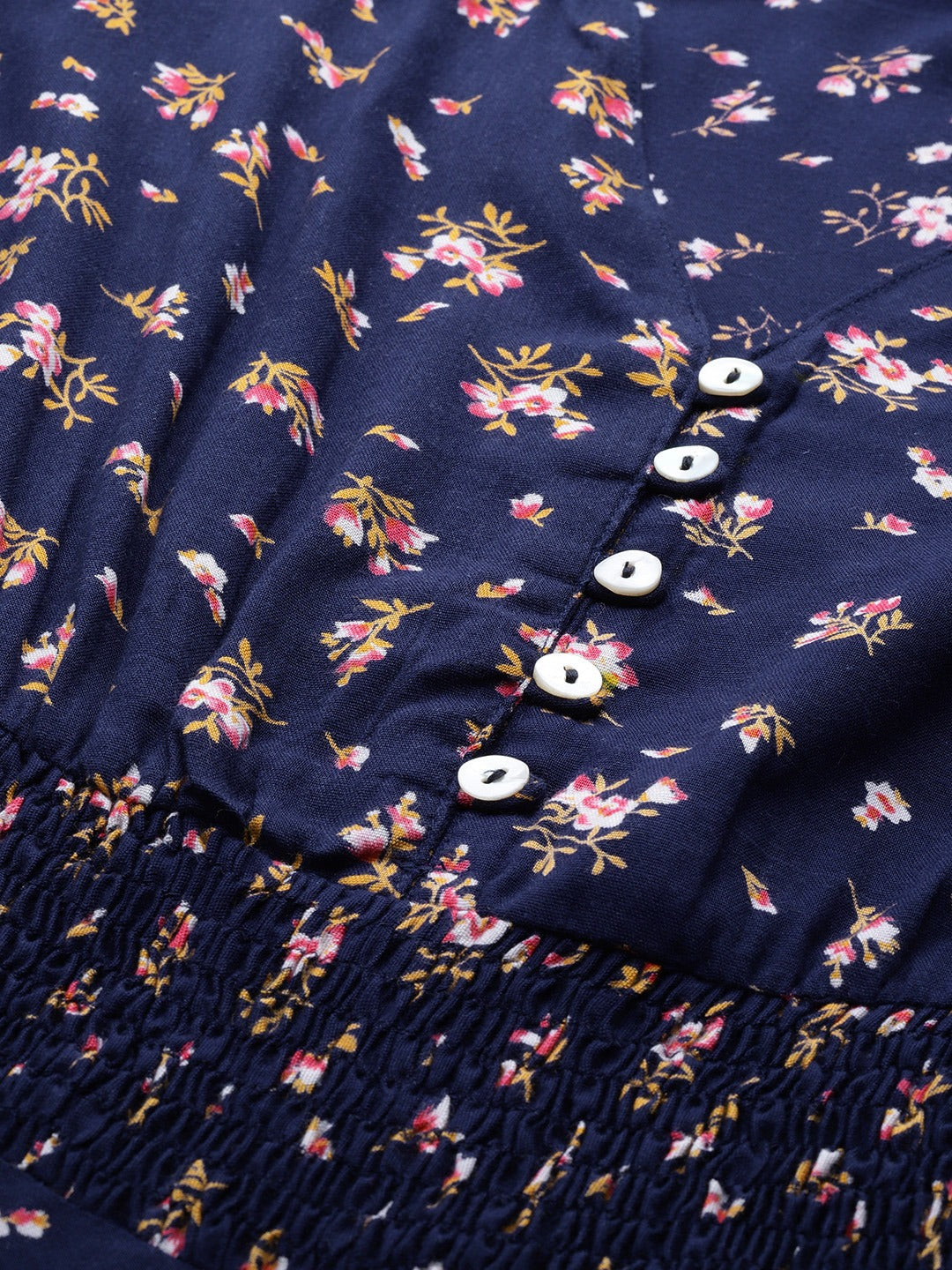 Jompers Women Navy Blue & Pink Floral Printed Floral Anarkali Kurta - Distacart