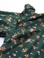 Thumbnail for Jompers Women Green & Pink Floral Printed Floral Anarkali Kurta - Distacart