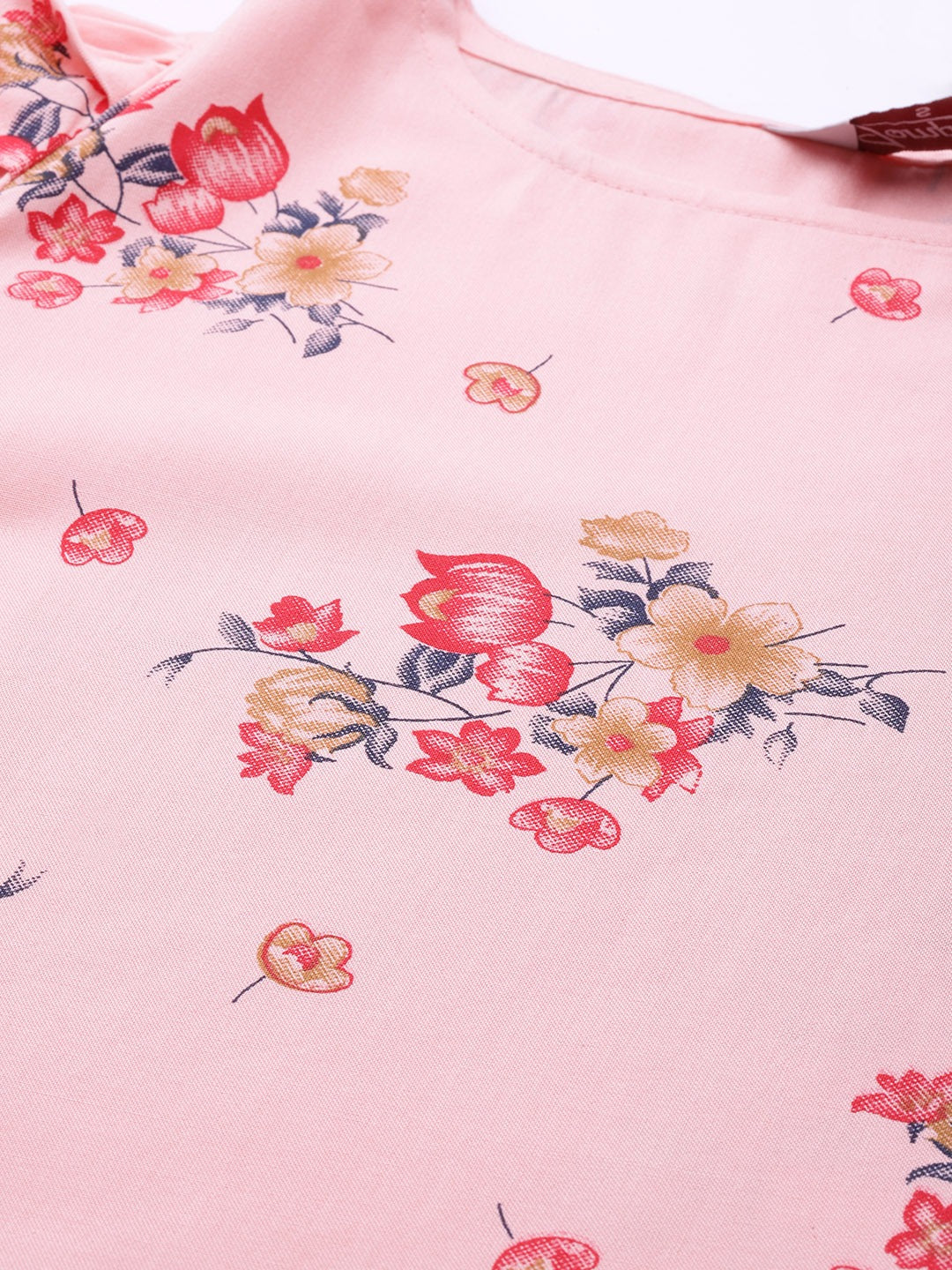 Jompers Women Pink & Red Floral Printed Kurta - Distacart