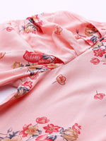 Thumbnail for Jompers Women Pink & Red Floral Printed Kurta - Distacart