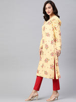 Thumbnail for Jompers Women Yellow & Red Floral Printed Kurta - Distacart