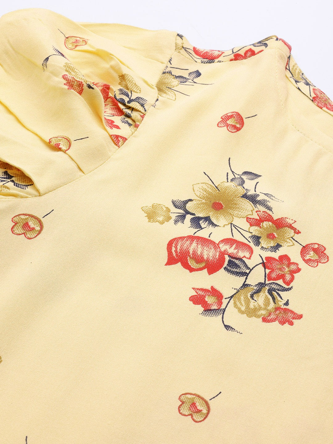 Jompers Women Yellow & Red Floral Printed Kurta - Distacart