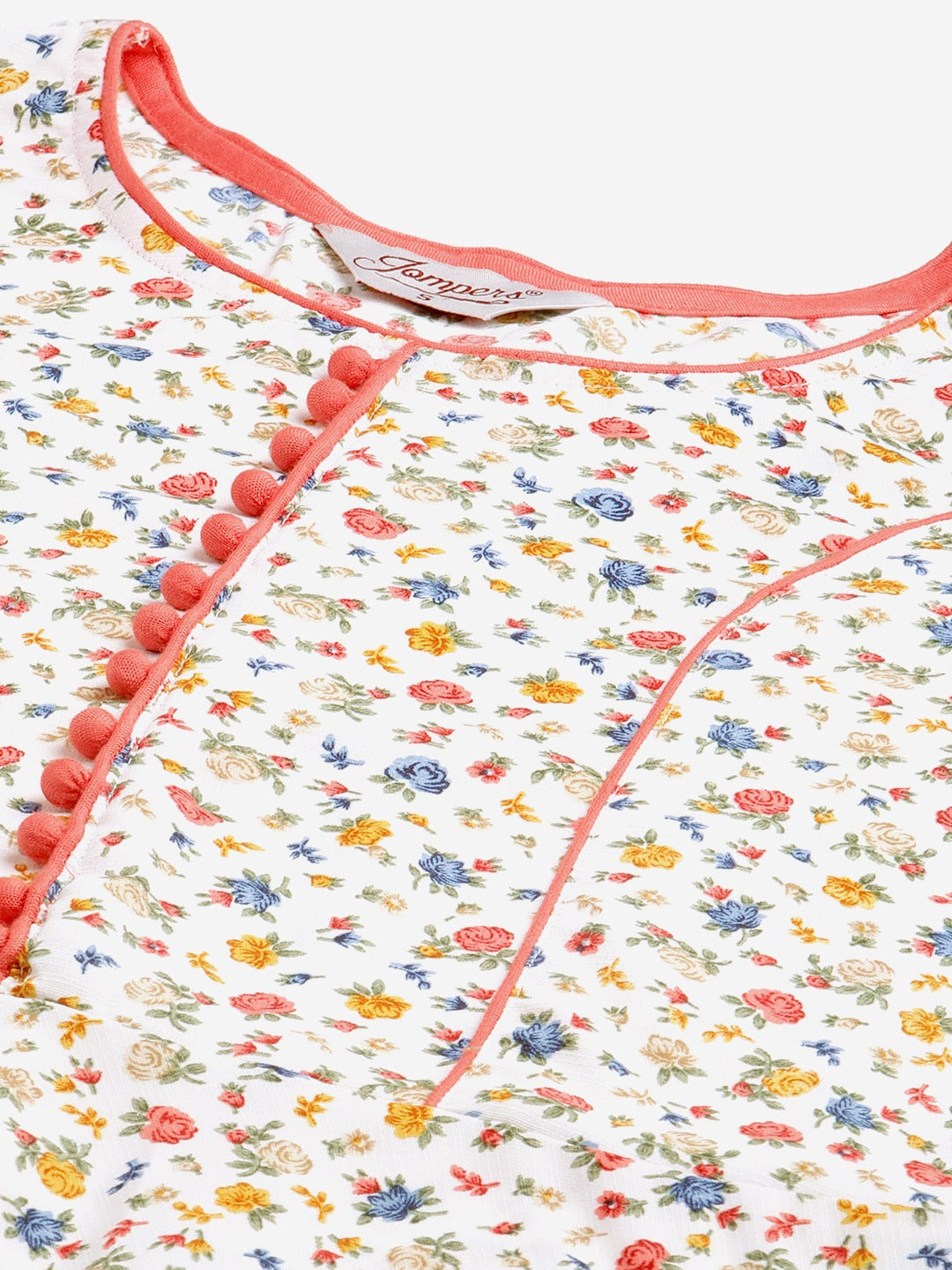 Jompers Women White & orange Floral Printed Floral Kurta - Distacart
