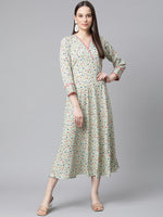 Thumbnail for Jompers Green Floral printed A-Line kurta - Distacart