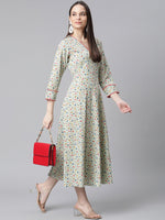 Thumbnail for Jompers Green Floral printed A-Line kurta - Distacart