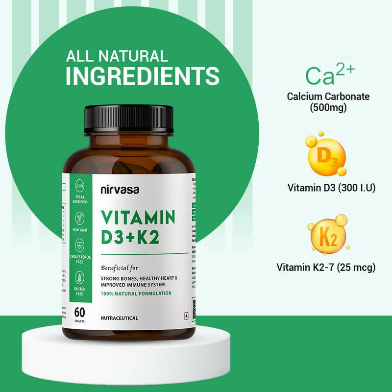 Nirvasa Vitamin D3 + K2 Tablets - Distacart