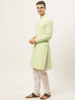 Thumbnail for Jompers Men's Green Embroidered Kurta Only
