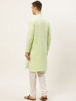 Thumbnail for Jompers Men's Green Embroidered Kurta Only