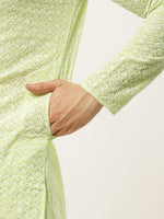 Thumbnail for Jompers Men's Green Embroidered Kurta Only