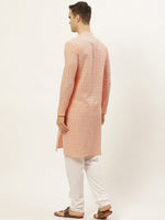 Thumbnail for Jompers Men's Orange Embroidered Kurta Only