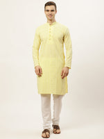 Thumbnail for Jompers Men's Yellow Embroidered Kurta Payjama Sets