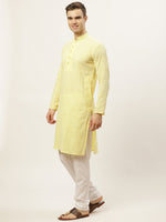 Thumbnail for Jompers Men's Yellow Embroidered Kurta Payjama Sets