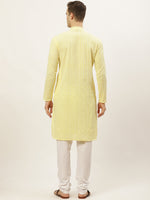 Thumbnail for Jompers Men's Yellow Embroidered Kurta Payjama Sets