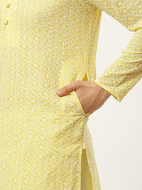 Thumbnail for Jompers Men's Yellow Embroidered Kurta Payjama Sets