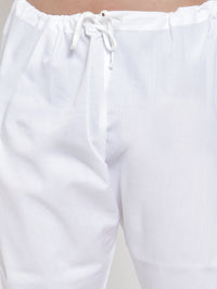 Thumbnail for Jompers Men's White Solid Kurta with Pyjamas & Green Nehru Jacket - Distacart