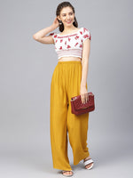 Thumbnail for Jompers Women Mustard Solid Straight Palazzos - Distacart