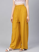 Thumbnail for Jompers Women Mustard Solid Straight Palazzos - Distacart