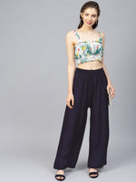 Thumbnail for Jompers Women Navy-Blue Solid Straight Palazzos - Distacart