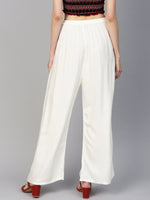Thumbnail for Jompers Women Off-White Solid Straight Palazzos - Distacart