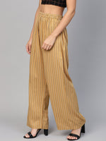 Thumbnail for Jompers Women Beige & Black Striped Straight Palazzos - Distacart
