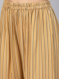 Thumbnail for Jompers Women Beige & Black Striped Straight Palazzos - Distacart