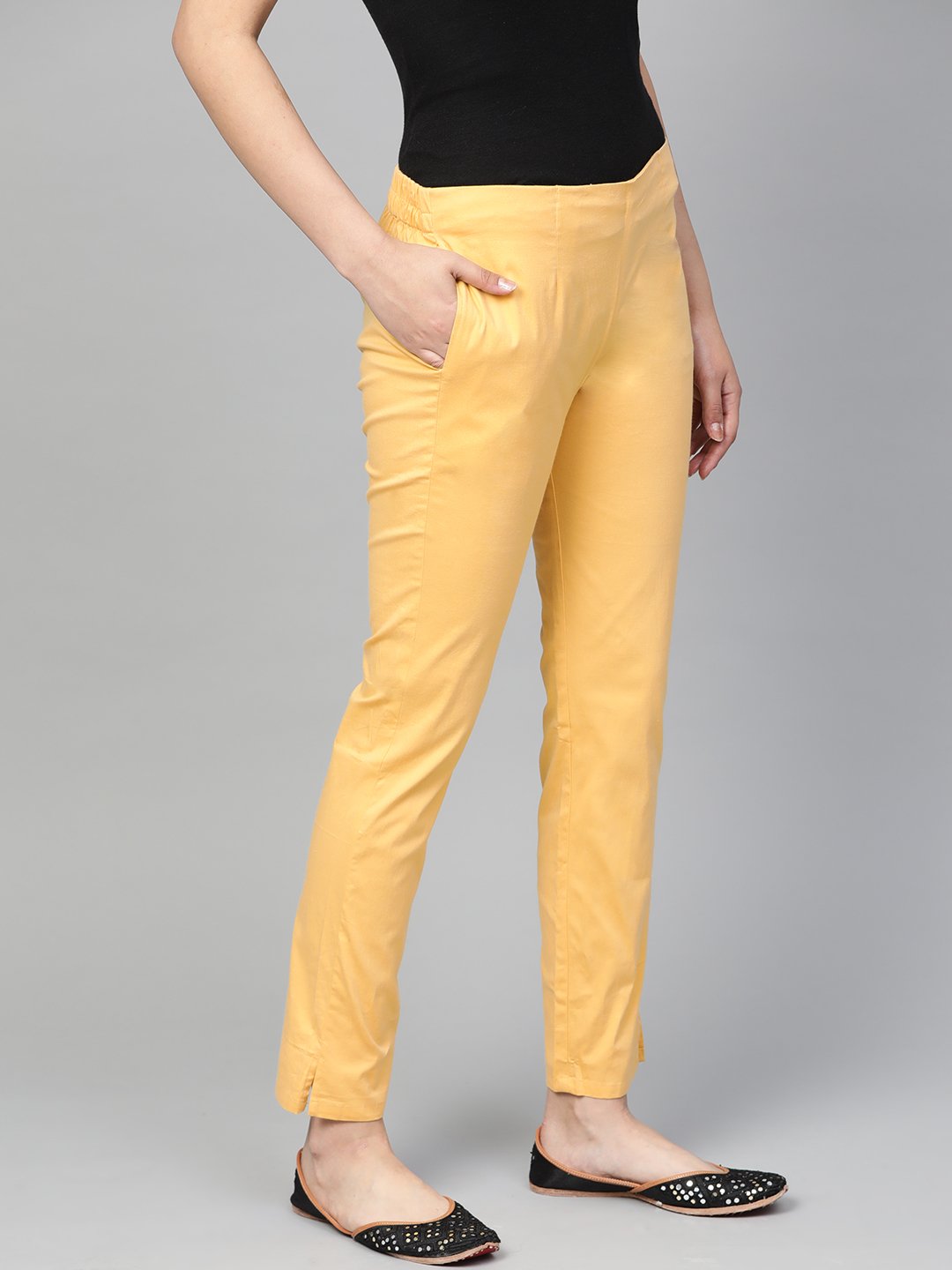 Jompers Women Beige Smart Slim Fit Solid Regular Trousers - Distacart