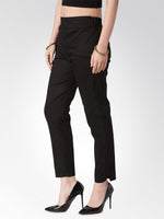 Thumbnail for Jompers Women Black Smart Slim Fit Solid Regular Trousers - Distacart